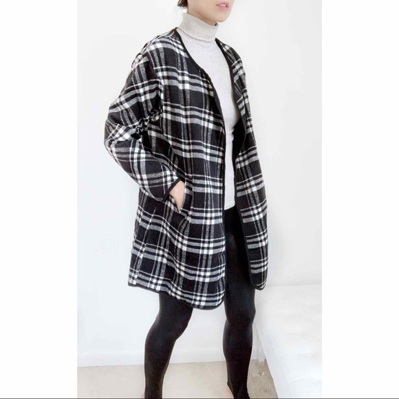 White and Black Plaid Coat - Picture 2 of 13